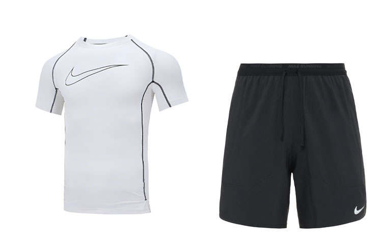 Nike Nike Casual Sportswear Men's White T Shirt+Black Shorts Crew Neck Moderate