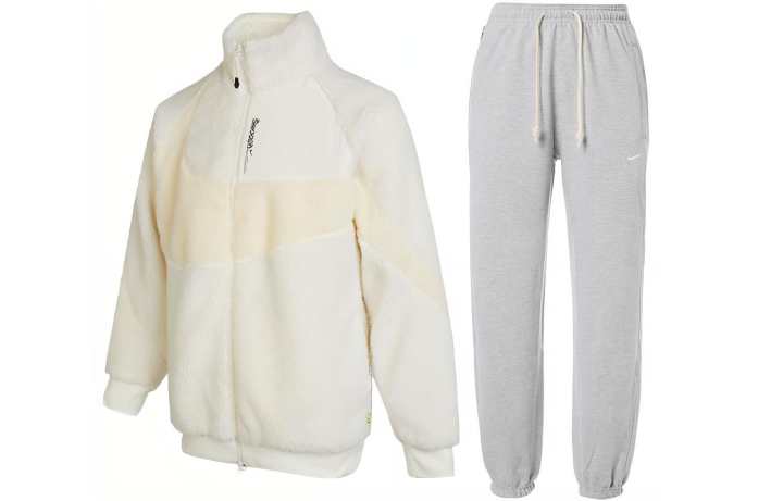 Nike Nike Casual Sportswear Men's White+Gray Stand Collar Moderate