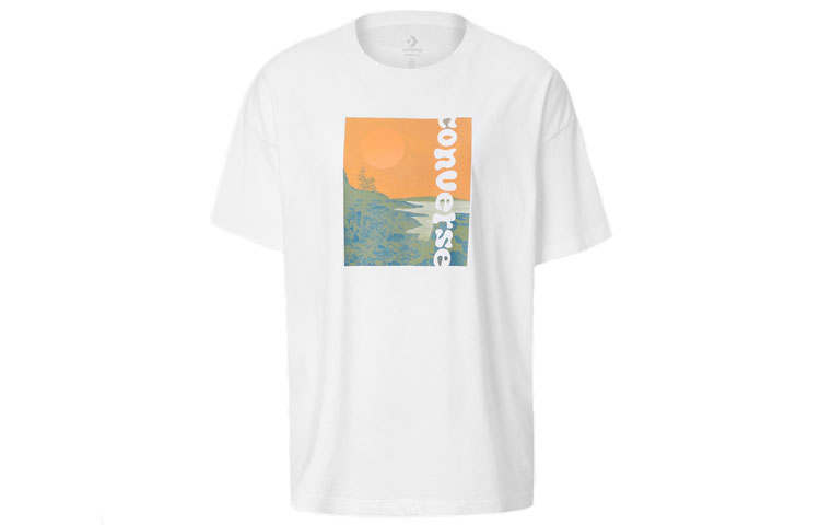 Converse T Shirts Women's White Crew Neck Moderate Straight Fit