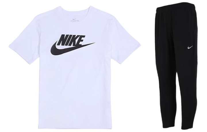 Nike Nike Casual Sportswear Men's White+Black Crew Neck Moderate