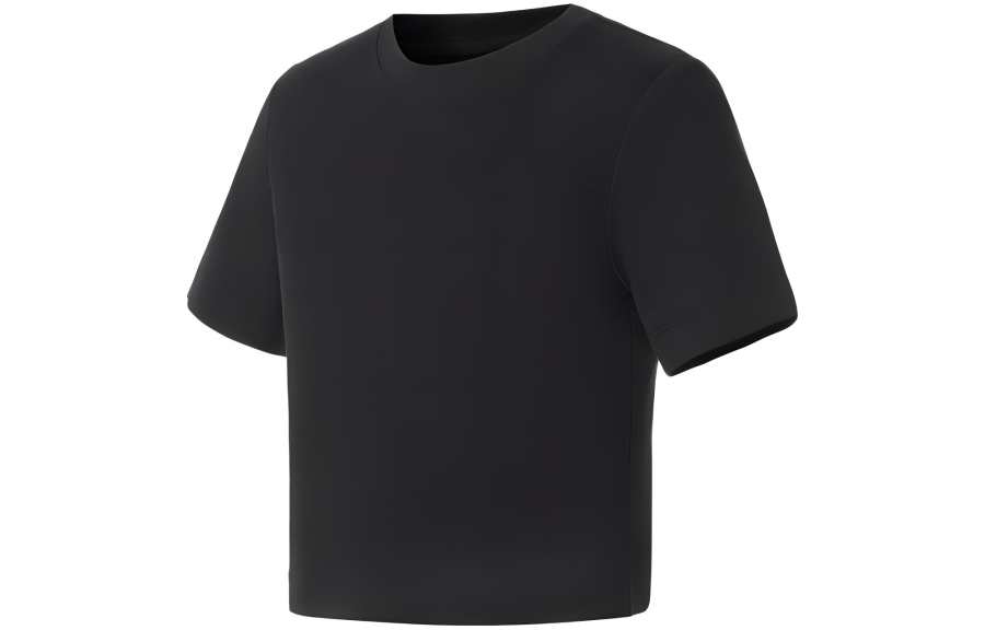 Li-Ning Li Ning Fitness Series Crop Tops Women's Black Crew Neck Moderate