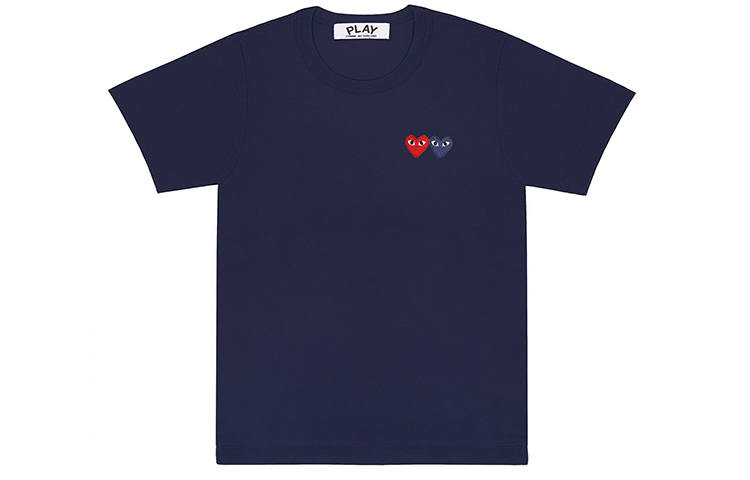 CDG Play CDG Play Navy & Red Double Heart T Shirt 'Navy'