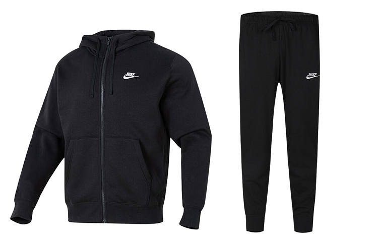 Nike Nike Solid Color Loose Fit Hooded Fleece Lined Hoodies & Sweatshirts With Elastic Cuff Mid Rise Pants Casual Sportswear