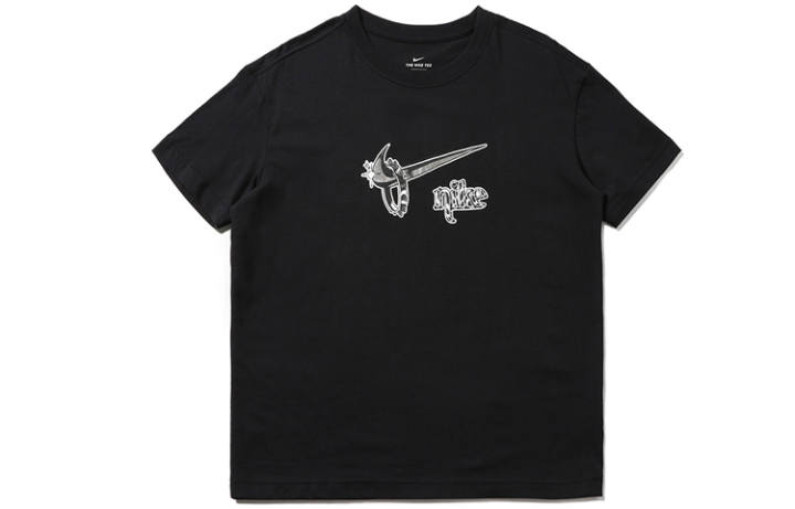 Nike Nike T Shirts Women's Black Crew Neck Moderate Straight Fit