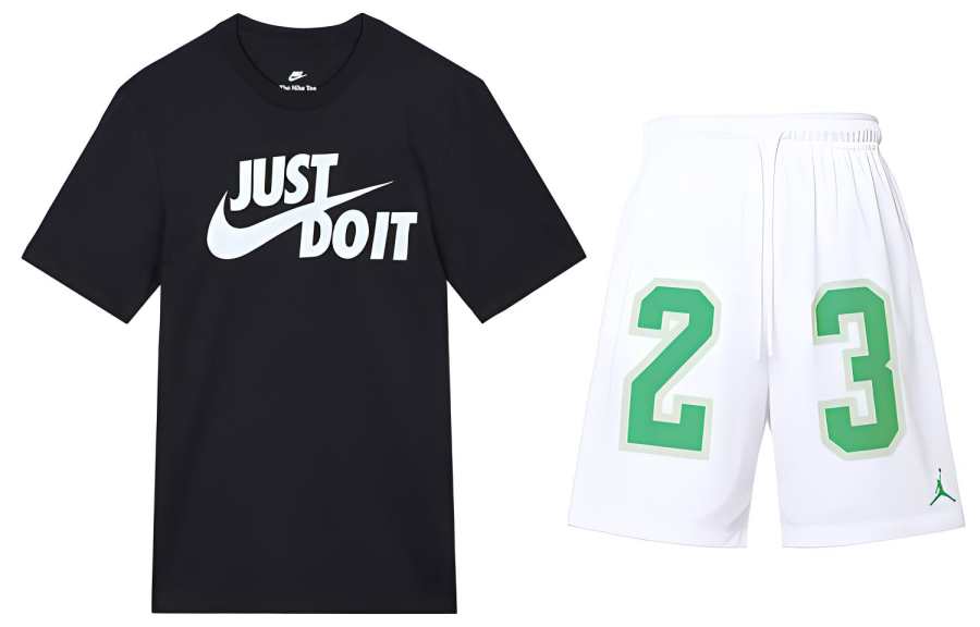 Nike Nike Casual Sportswear Men's Black+White 2 Piece Set Crew Neck Moderate