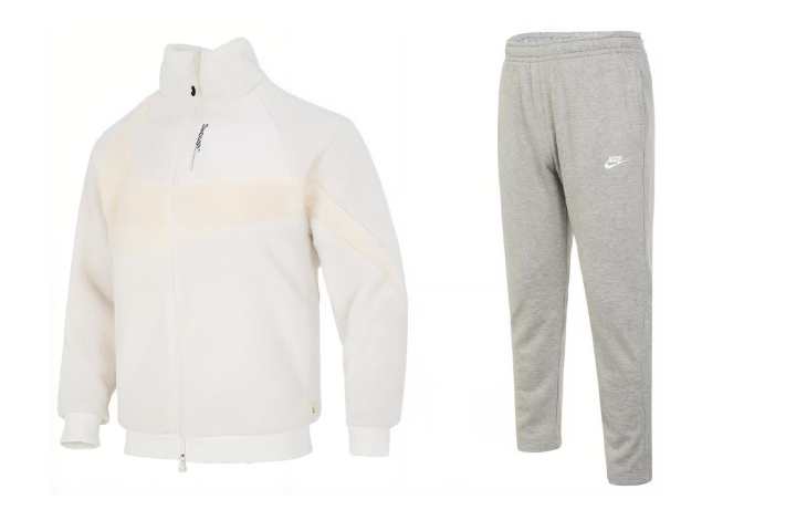 Nike Nike Casual Sportswear Men's White+Gray Stand Collar Moderate