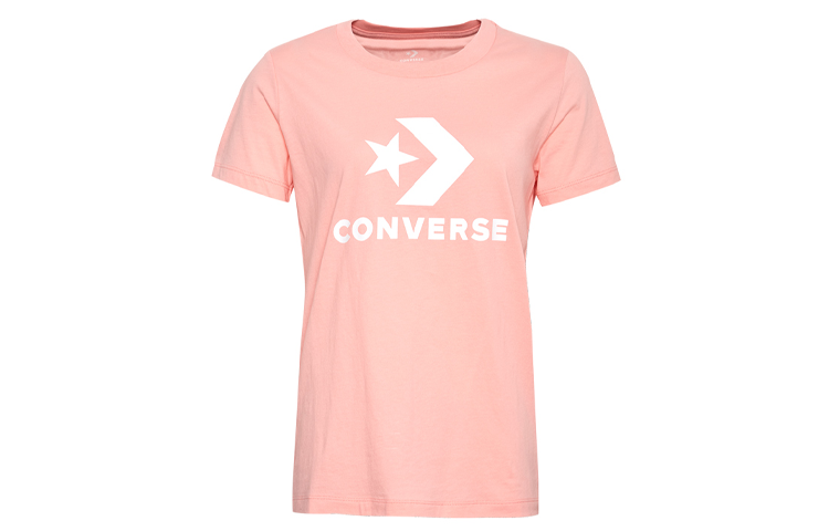 Converse T Shirts Women's Pink Crew Neck Moderate Straight Fit