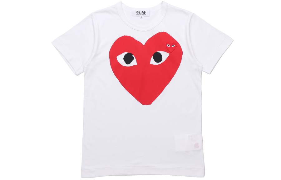 CDG Play Drop Shoulder Sleeve T Shirt Women's White