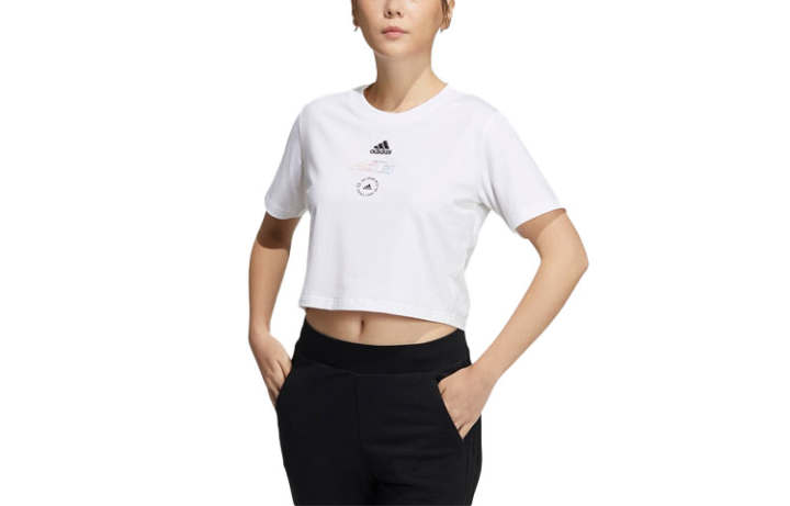 Adidas Adidas Crop Tops Women's White Crew Neck Moderate