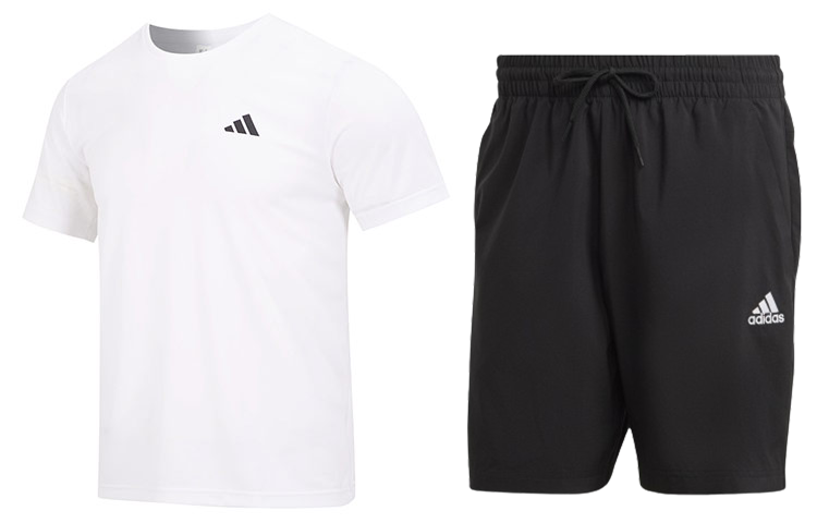 Adidas Adidas Casual Sportswear Men's White+Black Crew Neck Moderate
