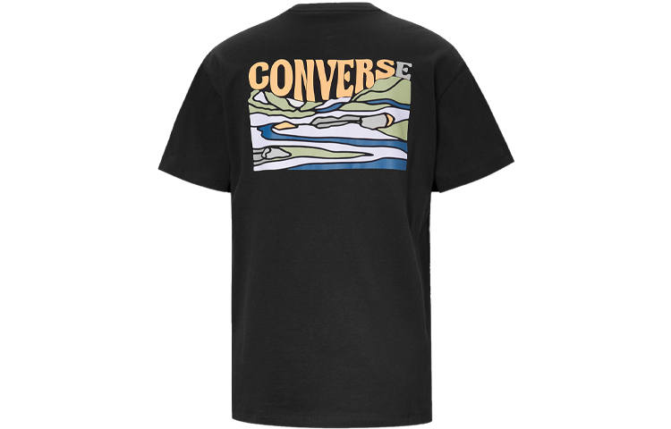 Converse T Shirts Women's Black Crew Neck Moderate Straight Fit