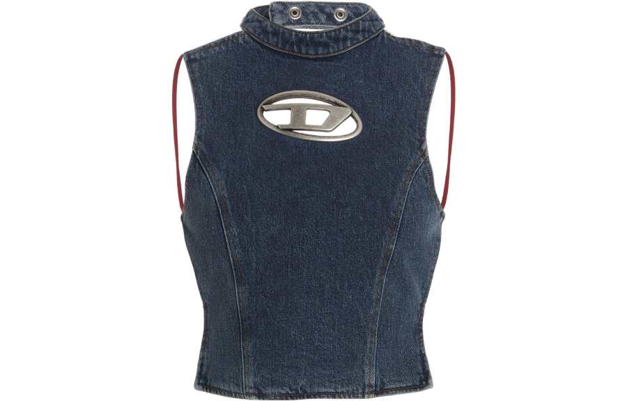 DIESEL Thea Fringes D Logo Denim Top 'Blue'