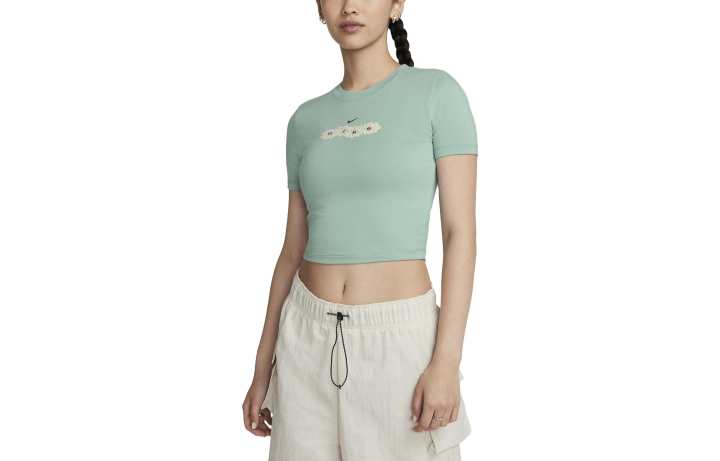 Nike Nike T Shirts Women's Green Crew Neck Moderate Straight Fit