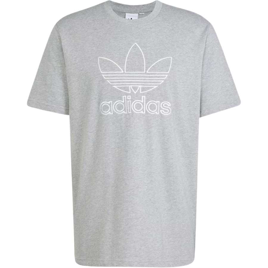 Adidas Originals ADICOLOR OUTLINE TREFOIL T Shirt Men's Medium Gray Heather Flower