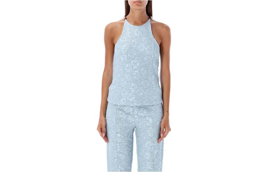 GANNI Tank Tops Women's Sky Blue Moderate Straight Fit