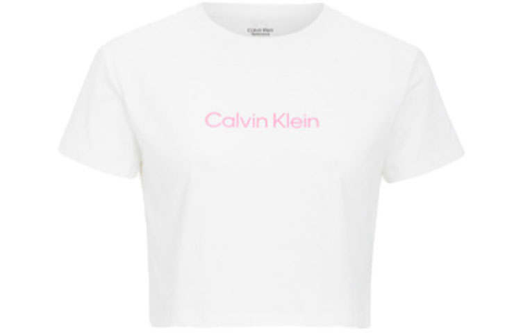 Calvin Klein Crop Tops Women's White Crew Neck Moderate