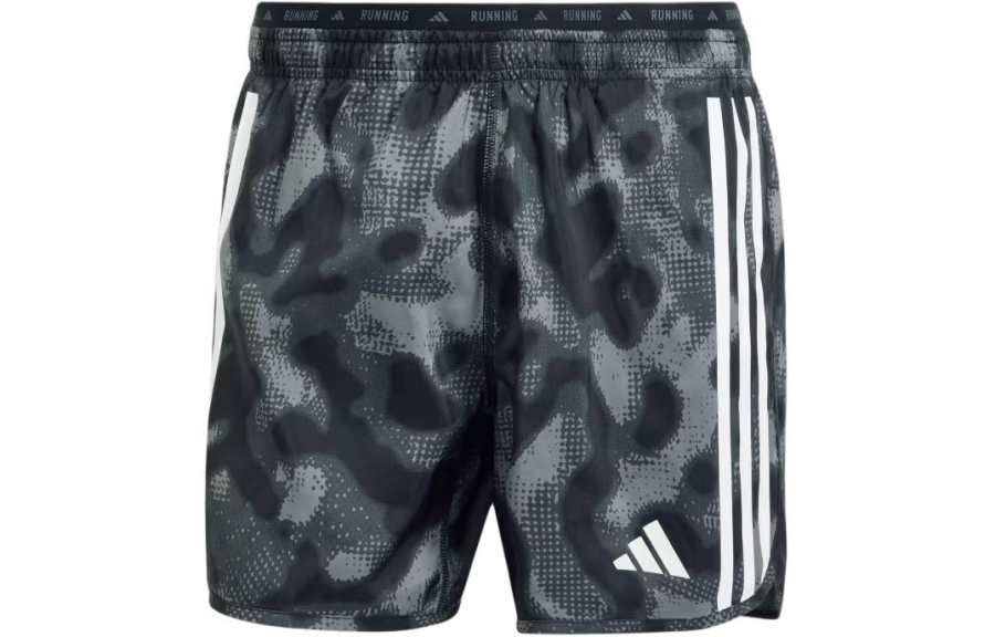 Adidas Adidas Own The Run 3 Stripes Allover Print Shorts Casual Shorts Men's Dark Gray