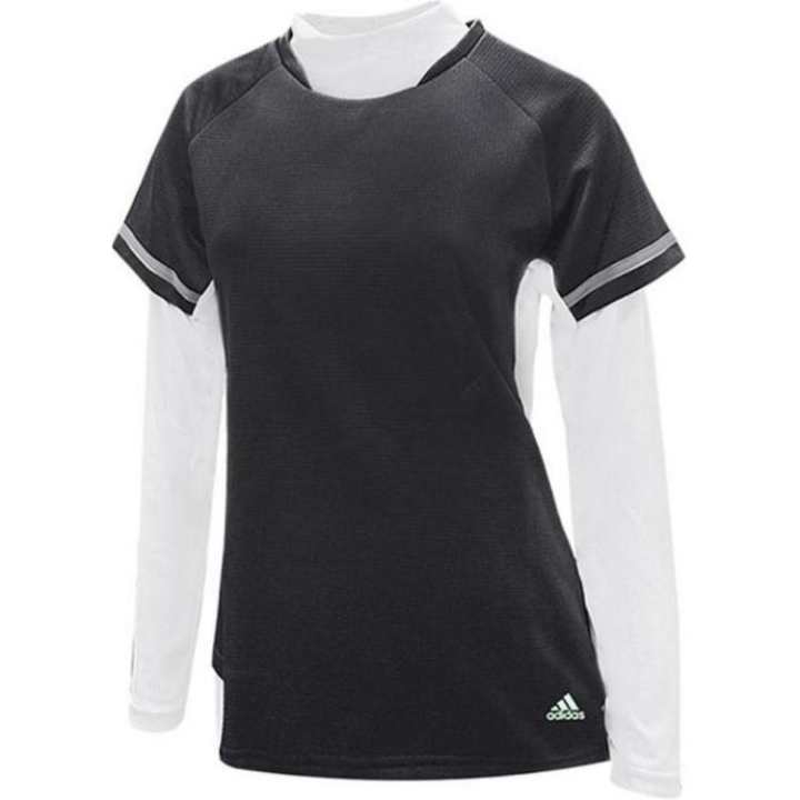 Adidas Adidas T Shirts Women's Black Double Collar Moderate Mock Two Piece