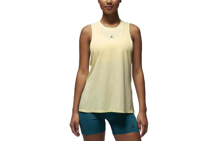 Jordan Jordan Sport Tank Tops Women's Yellow Crew Neck Moderate Straight Fit