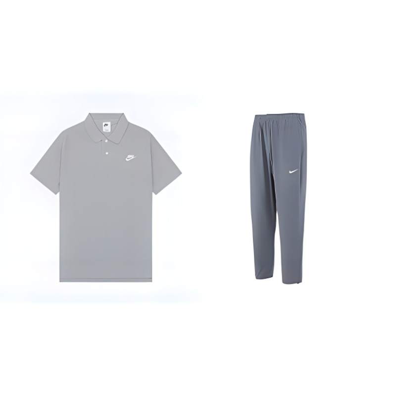 Nike Nike Casual Sportswear Men's Gray Top+Gray Pants Lapel Moderate
