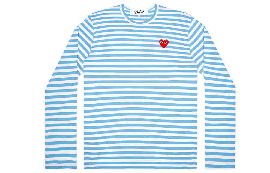 CDG Play T Shirts Women's Blue Crew Neck Moderate Straight Fit