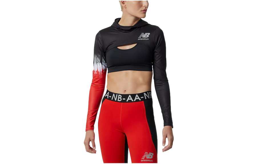New Balance New Balance X Aries Crop Tops Women's Black Hooded Non Detachable Moderate