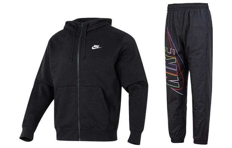 Nike Nike Solid Color Loose Fit Hooded Fleece Lined Hoodies & Sweatshirts With Mid Rise Elastic Cuff Pants Casual Sportswear