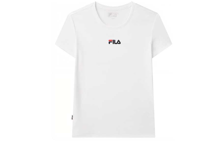FILA T Shirts Women's White Crew Neck Moderate Straight Fit