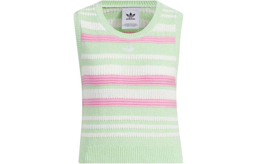 Adidas Originals adidas Women's Summer Knitted Striped Vest Top Green