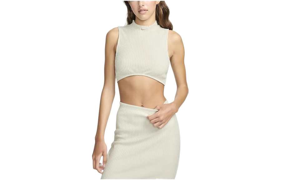 Nike Nike W Nsw Chill Knit Mock Neck Ribbed Cropped Tank 'BROWN'