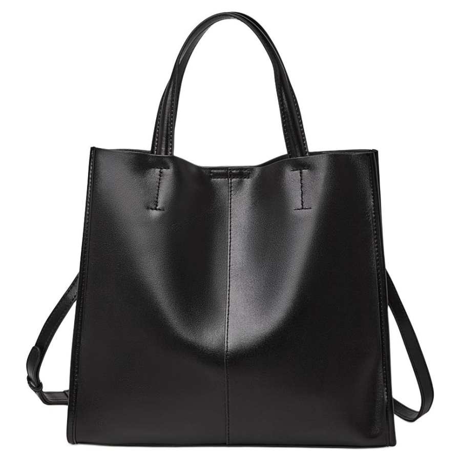 LAORENTOU Top Grain Cow Leather Handbag Women's Black/Wine Coffee