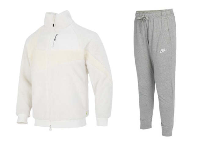 Nike Nike Casual Sportswear Men's White+Gray Stand Collar Moderate