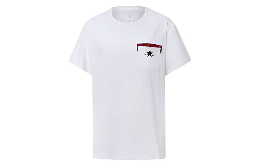 Converse T Shirts Women's White Crew Neck Moderate Straight Fit