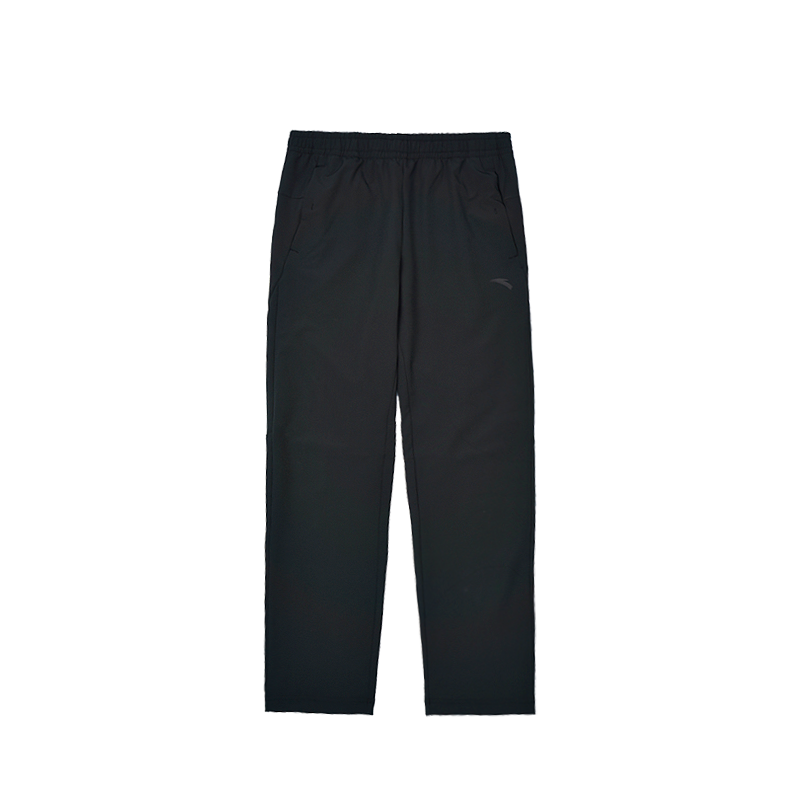 ANTA Anta Minimalist Style Solid Color Thickened And Fleece Lined Straight Fit Versatile Casual Pants Men's Basic Black