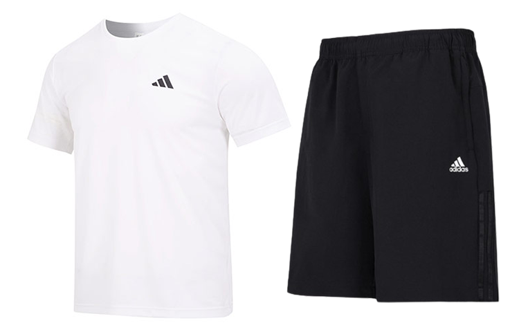 Adidas Adidas Casual Sportswear Men's White+Black Crew Neck Moderate