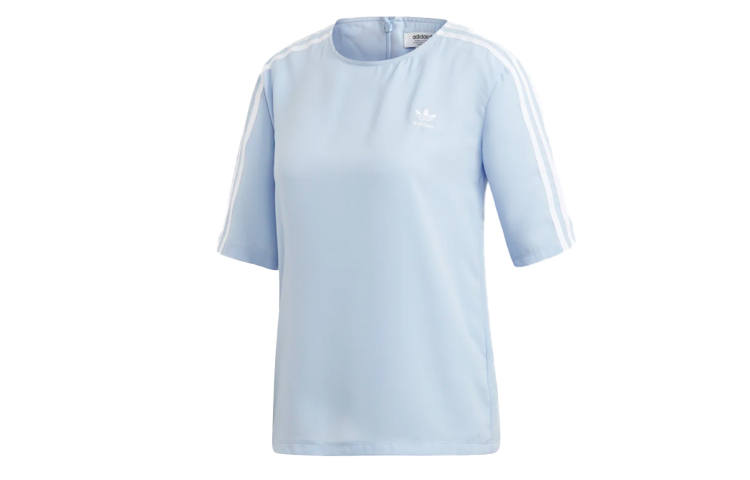 Adidas Originals 3 Stripes T Shirt Women's Light Blue