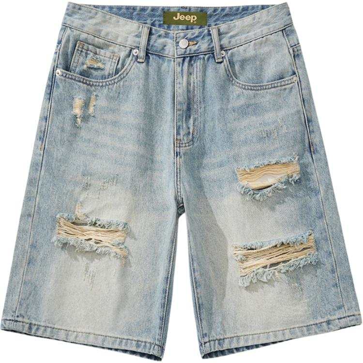 Jeep Fashion Sports Collection Denim Shorts Unisex Light Blue