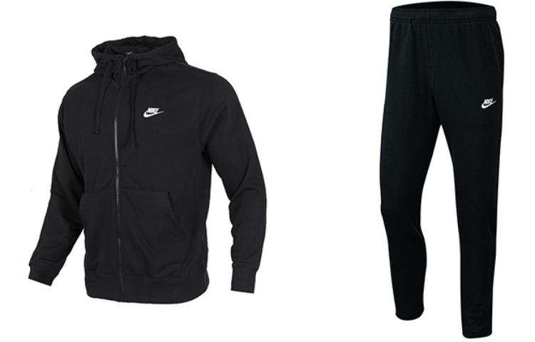 Nike Nike Solid Color Loose Fit Hooded Fleece Lined Hoodies & Sweatshirts Mid Rise Knitted Fabric Pants Casual Sportswear