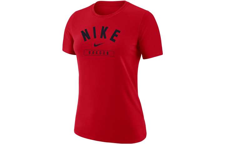 Nike Nike T Shirts Women's Red Crew Neck Moderate Straight Fit