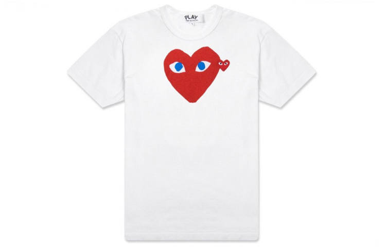 CDG Play Comme Des Garcons Play Women's Red Heart Blue Eyes T shirt White