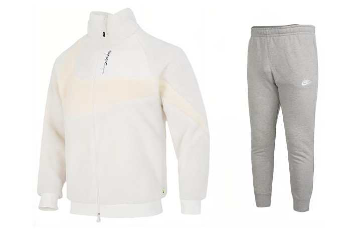 Nike Nike Casual Sportswear Men's White+Gray Stand Collar Moderate