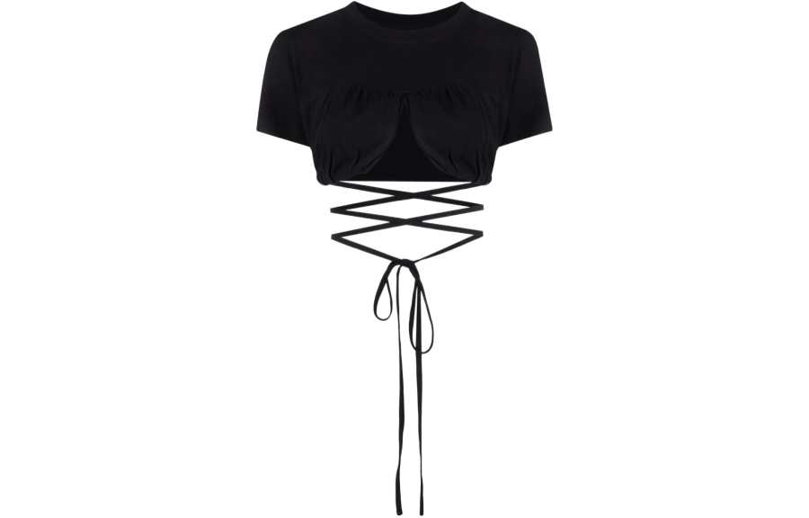 Jacquemus Jacquemus Wraparound Cropped T Shirt Black