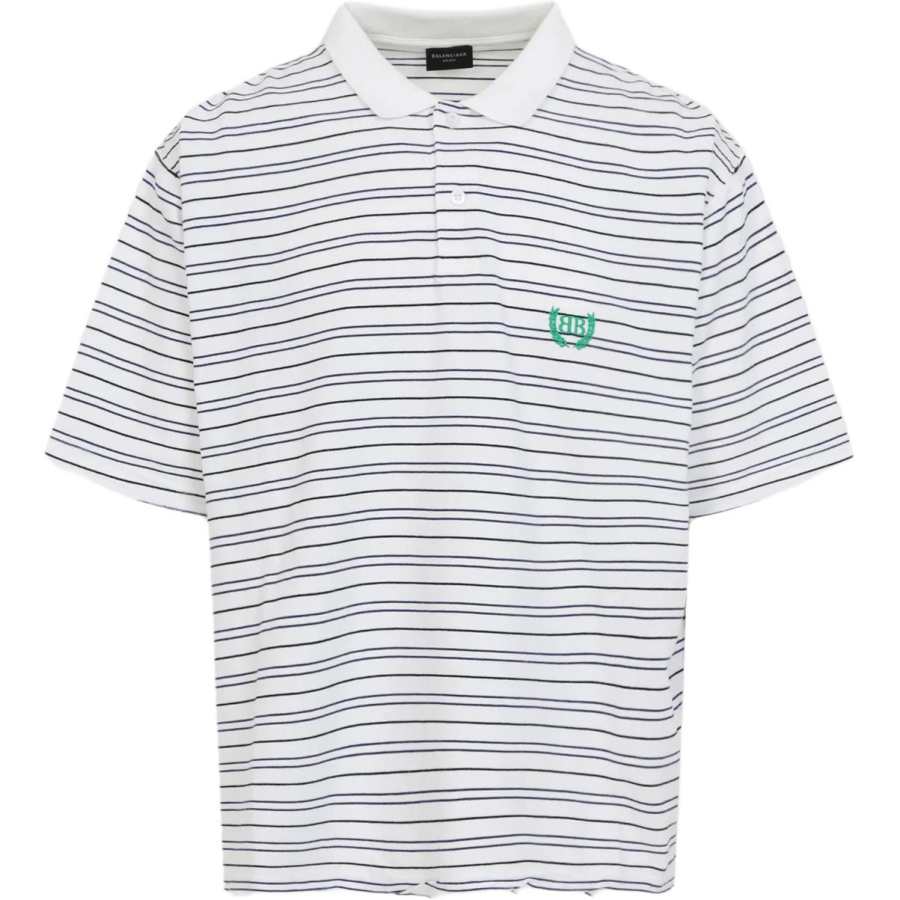 Balenciaga Laurel Classic Pique Striped Polo Shirt