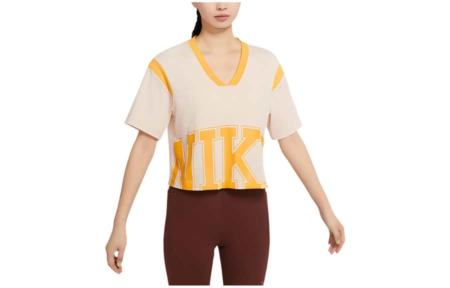 Nike Nike Crop Tops Women's Yellow V Neck Moderate