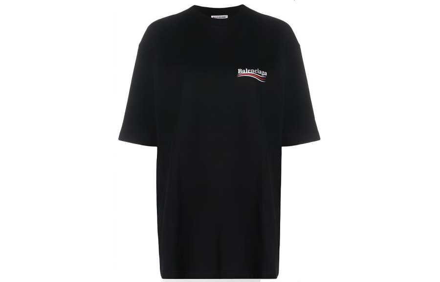 Balenciaga Political Campaign SS20 Drop Shoulder Sleeve T Shirt Women's Black Loose Fit Edition