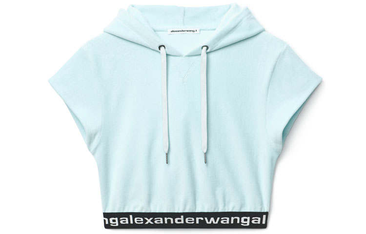Alexander Wang Crop Tops Women's Blue Hooded Moderate