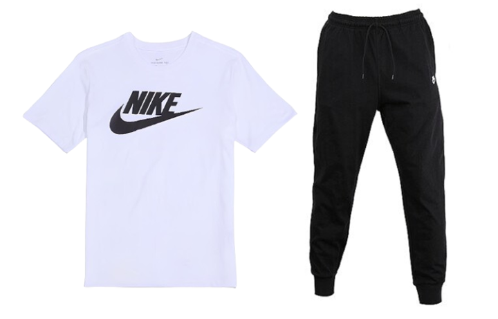 Nike Nike Casual Sportswear Men's White+Black Crew Neck Moderate