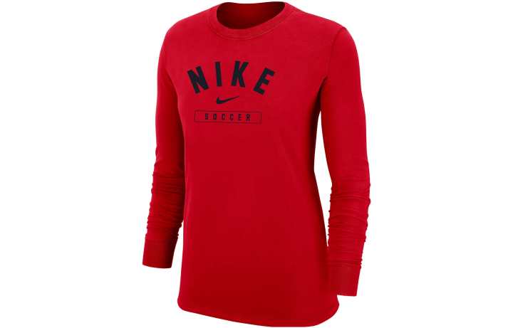 Nike Nike T Shirts Women's Red Crew Neck Moderate Straight Fit