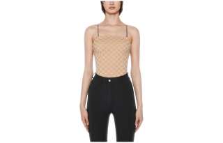 Misbhv Tank Tops Women's Khaki Thin Lace Up