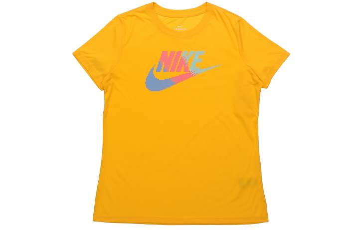 Nike Nike T Shirts Women's Yellow Crew Neck Moderate Straight Fit